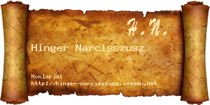 Hinger Narcisszusz névjegykártya